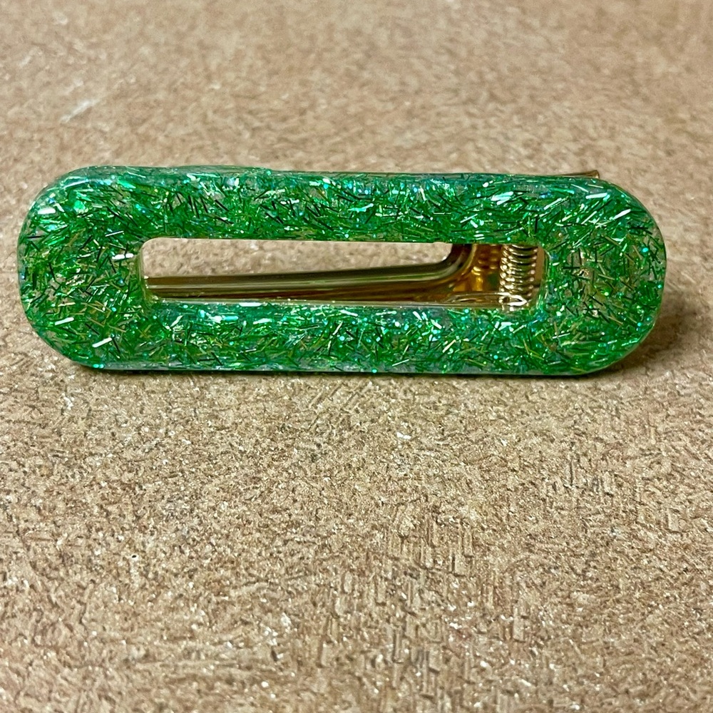 Glitter Green Aligator Hair Clip Set/3 - Picture 6 of 12